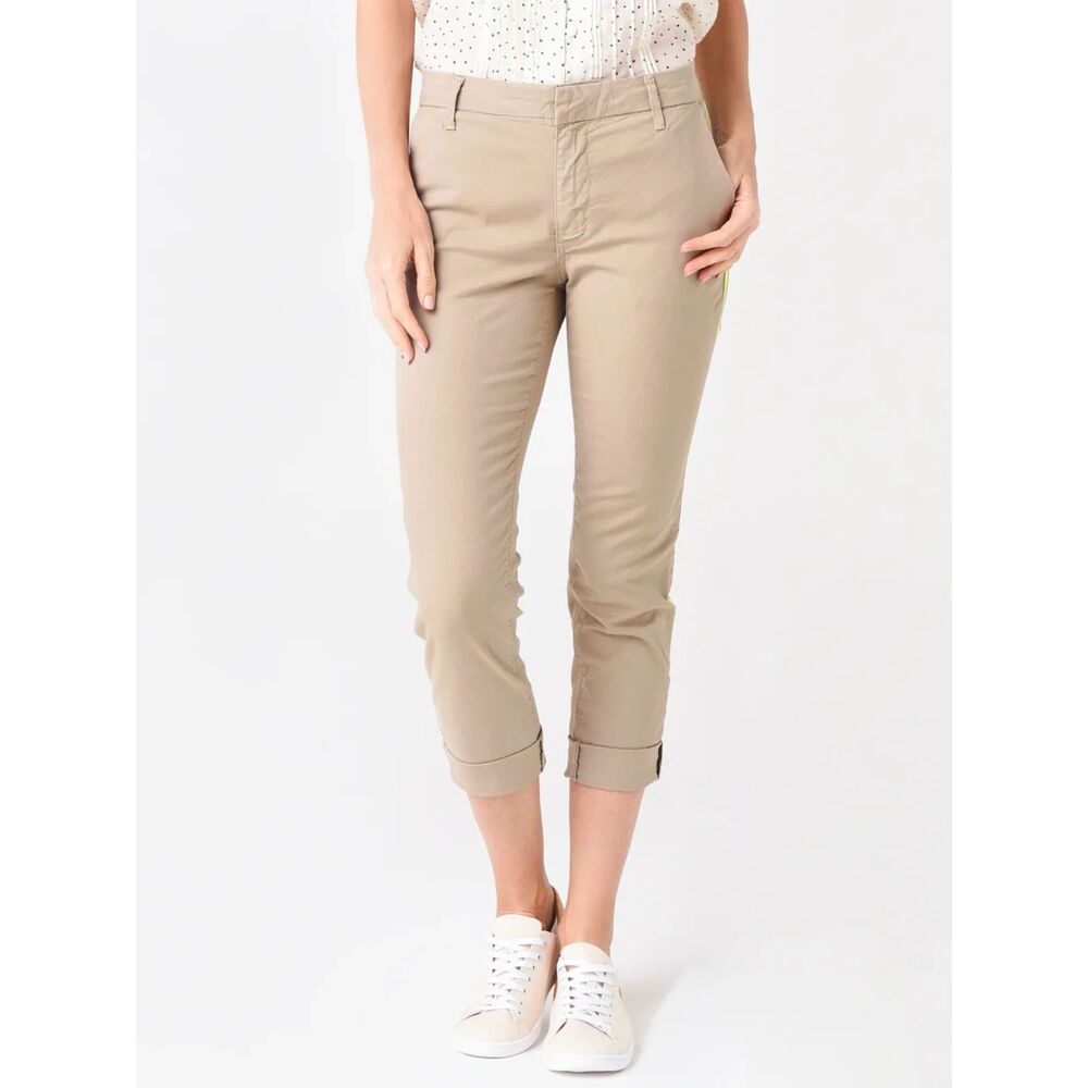 Sundry Highlighter Yellow Stripe Tan Chino Pants Size 26